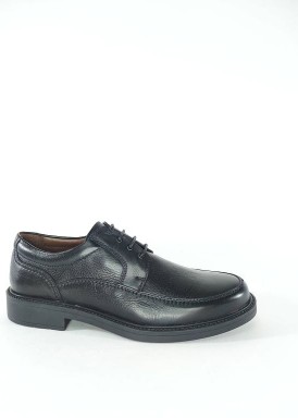 Zapato cordón básico negro con borde. Tagore
