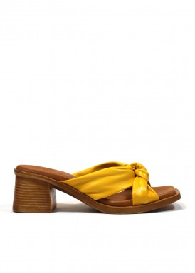 Sandalia abierta descalza estilo mule. Tacón 4,5 cm. Amarillo. JORDANA