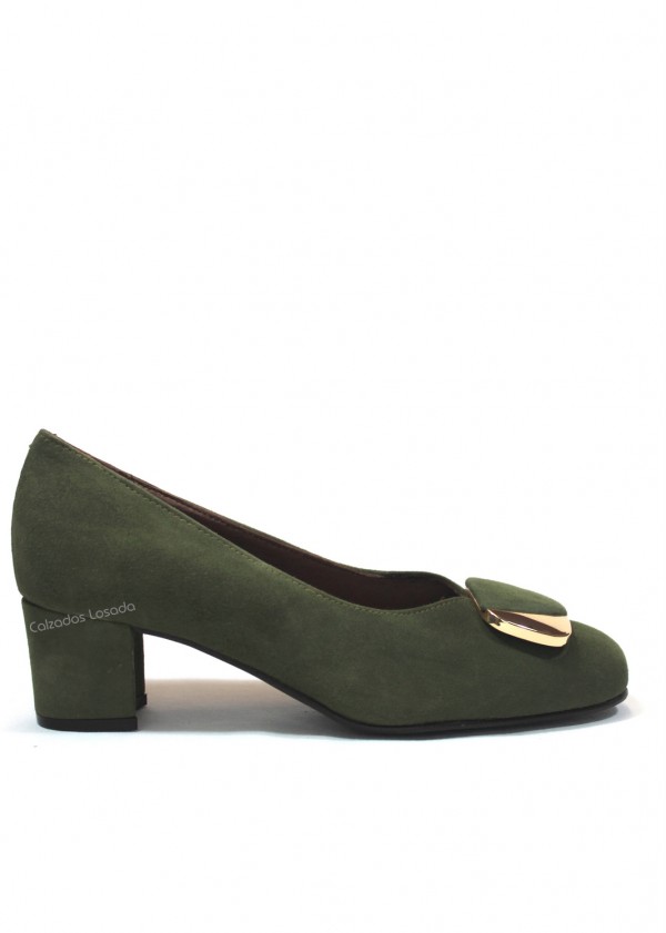 Zapato salón mujer ante, con adorno Roldán