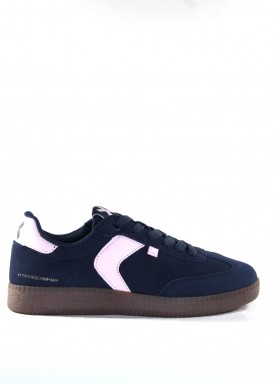 Zapatilla deportiva casual mujer. Azul marino y rosa. Xti.