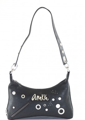 Bolso de hombro negro con tachuelas. Anekke.