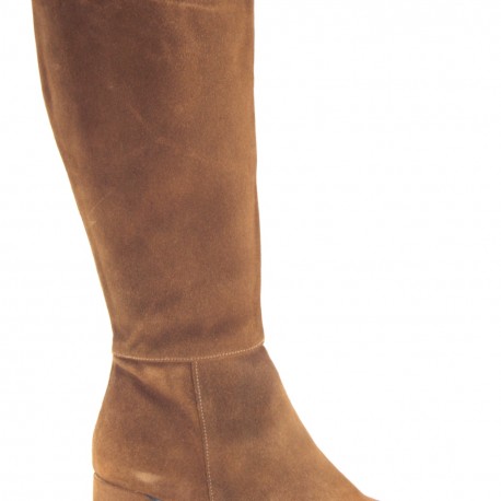 ROLDÁN Bota caña alta serraje tacón cuadrado Roldán