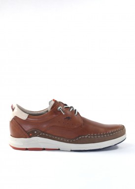Zapato deportivo con cordón elástico. Color cuero. FLUCHOS