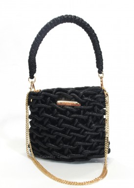 Bolso fiesta con asa y cadena. Negro. Simosastre