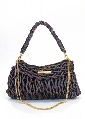 Bolso fiesta con asa y cadena. Multicolor oscuro. Simosastre.
