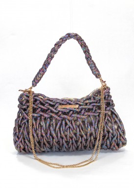 Bolso fiesta con asa y cadena. Gliter-multicolor. Simosastre.