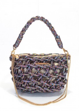 Bolso fiesta de asa y cadena. Gliter-multicolor. Simosastre