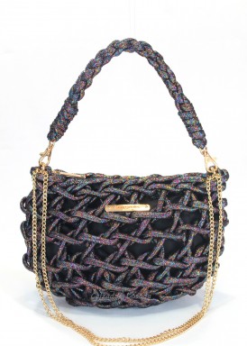 Bolso fiesta de asa y cadena. Multicolor oscuro. Simosastre..