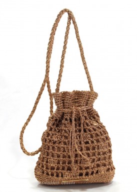 Bolso de fiesta bombonera de crochet. Color bronce. SIMOSASTRE.