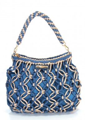 Bolso mediano con asa de hombro. Color taupe-oro. Simosastre.