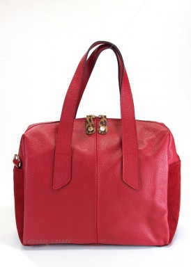 Bolso dos asas piel. Color burdeos. CARAMELO.