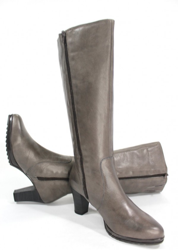 BOSETTINI - Bota caña alta cremallera tacón 7 cm. Color gris. Bosettini|  Calzados Losada