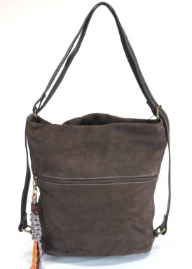 Bolso de hombro convertible en mochila de nobluck. Marrón Chocolate. Caremelo.