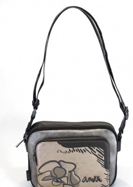 Bolso bandolera mujer tonos negro y dorado. Colección modemoiselle de Anekke.