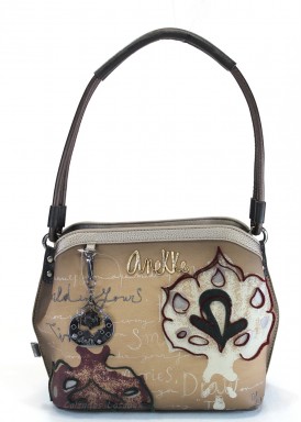 Bolso de hombro y bandolera adiccional, tonos cuero. Colección Real de Anekke.