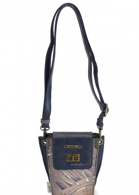 Mini bolso bandolera taupe y azul. Colección mademoiselle de Anekke