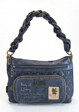 Bolso de hombro y bandolera adiccional azul marino. Colección Mademoiselle de Anekke