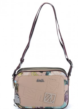 Bolso bandolera triple compartimento color taupe. Colección Real de Anekke.