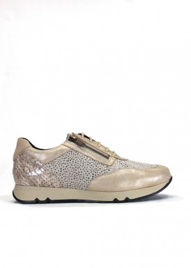 Deportiva casual mujer de piel. Beige. Doctor Cutillas.