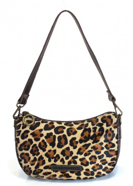 Bolso de hombro con bandolera piel de leopardo negro-marrón. Caramelo