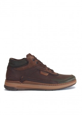 Botín sport de hombre de piel, cordones y cremallera. Marrón. Fluchos