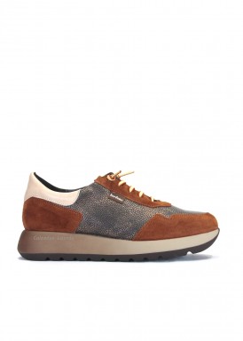 Zapatilla deportiva mujer, de piel. Marrón. JORDANA.