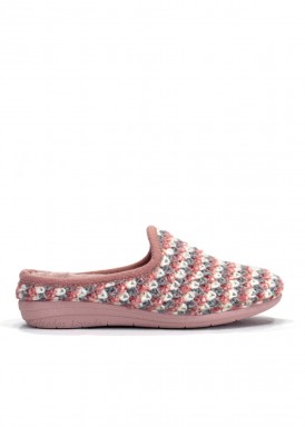 Zapatilla abierta mujer rosa-gris-blanco. Laro.