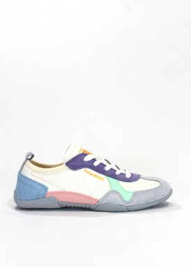 Deportiva casual mujer de piel y téxtil. Crema. Kangaroos