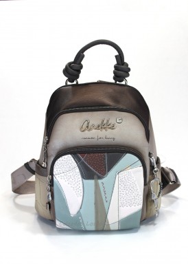 Mochila taupe y multicolor. ANEKKE.