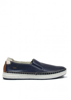 Zapato de piel suave copete elásticos. Estilo casual. Azul marino. FLUCHOS.