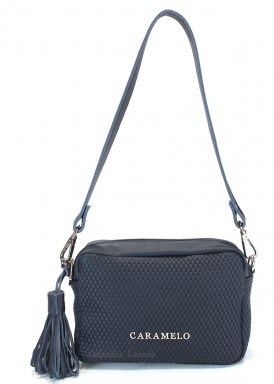 Bolso pequeño con bandolera. Modelo caja. Marino. CARAMELO.