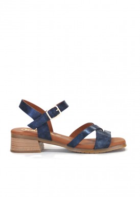 Sandalia tacón bajo, azul marino. Kaola