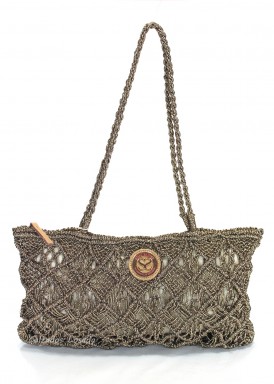 Bolso tejido en hilo color bronce. Alargado. SIMOSASTRE.
