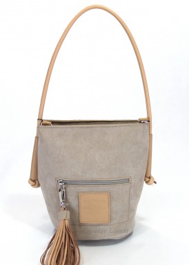 Bolso de piel serraje beis. CARAMELO