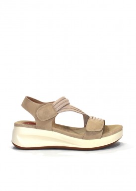 Sandalia con tiras elásticas y piso sport. Beis. Doctor Cutillas