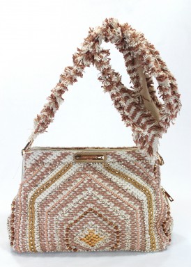 Bolso de algodón de bandolera ancha. Nude-oro. SIMOSASTRE