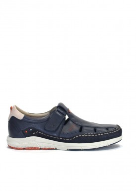 Sandalia de piel suave, especial confort . Azul marino. FLUCHOS