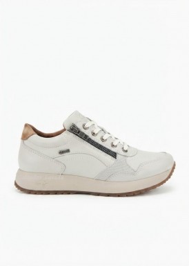 Deportiva casual mujer de piel con membrana impermeable. Blanco roto. KANGAROOS.
