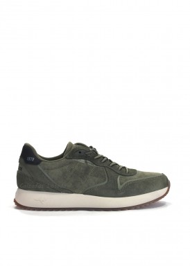 Zapatilla deportiva estilo casual de nobuck. Verde Kaki. KANGAROOS.