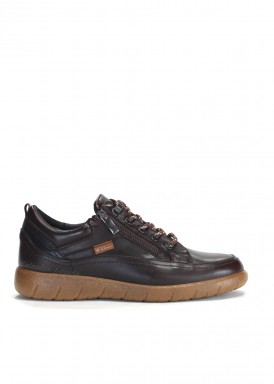 Zapato sport de piel, piso flex. Marrón. Clayan.