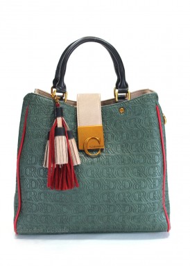 Bolso de mano y bandolera. Verde. Caramelo