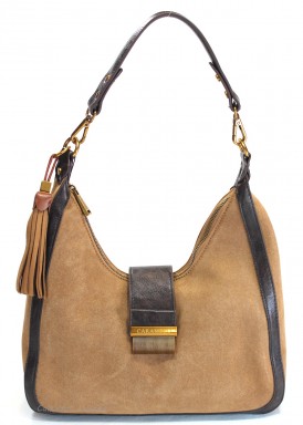 Bolso de hombro y bandolera en serraje camel. Caramelo