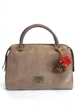 Bolso grande dos asas piel y serraje. Color camel. CARAMELO