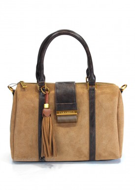 Bolso dos asas cortas, para vestir. Camel. Caramelo