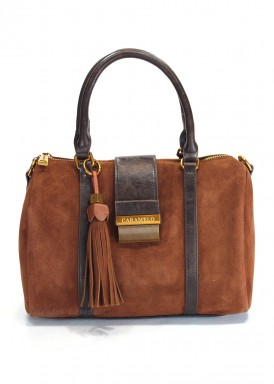 Bolso dos asas cortas, para vestir. Cuero. Caramelo