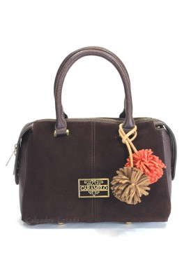 Bolso dos asas piel y serraje. Color marrón. CARAMELO