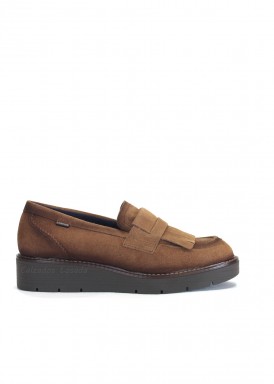 Mocasín flecos, serraje. Fluchos.