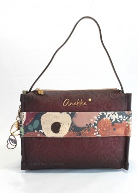 Bandolera grande granate y multicolor. Col. blossom