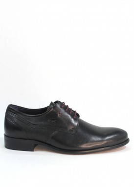 Zapato de hombre para vestir de cordón, liso. Color Negro. FLUCHOS