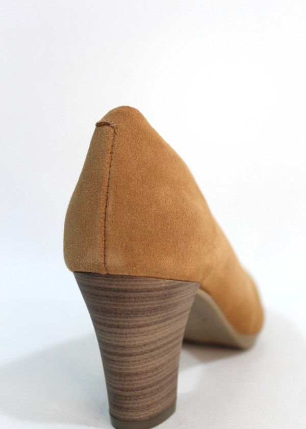 DESIREÉ Zapato ante confortable, tacón ancho 5 cm. Camel. Desireé.| Losada